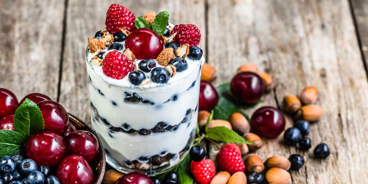 Yogurt and berries.