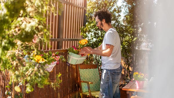 Man planting flowers