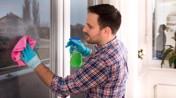 Man washing windows