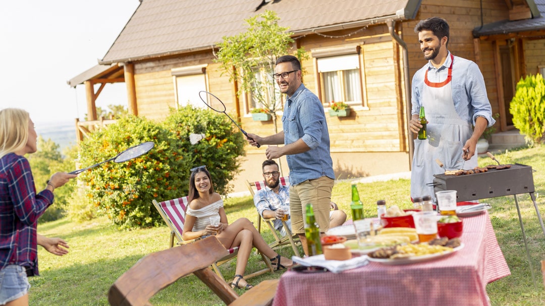 Men playing summer bbq games