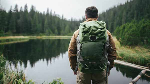 Man hiking stress free