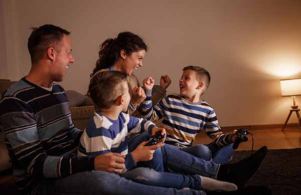 Family laughing together