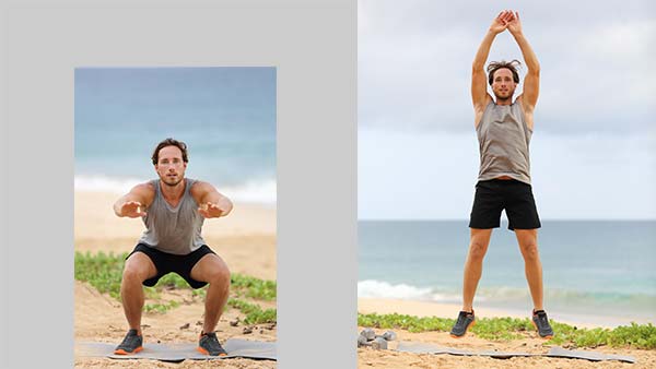 Man doing jump squats