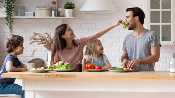 Dad eating vegetables