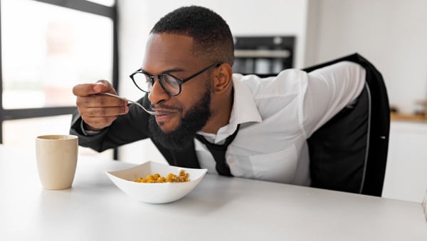 Man eating breakfast