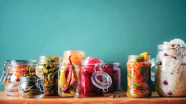 Probiotic foods in jars