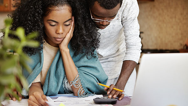 Couple paying bills