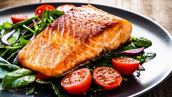 salmon and greens dish